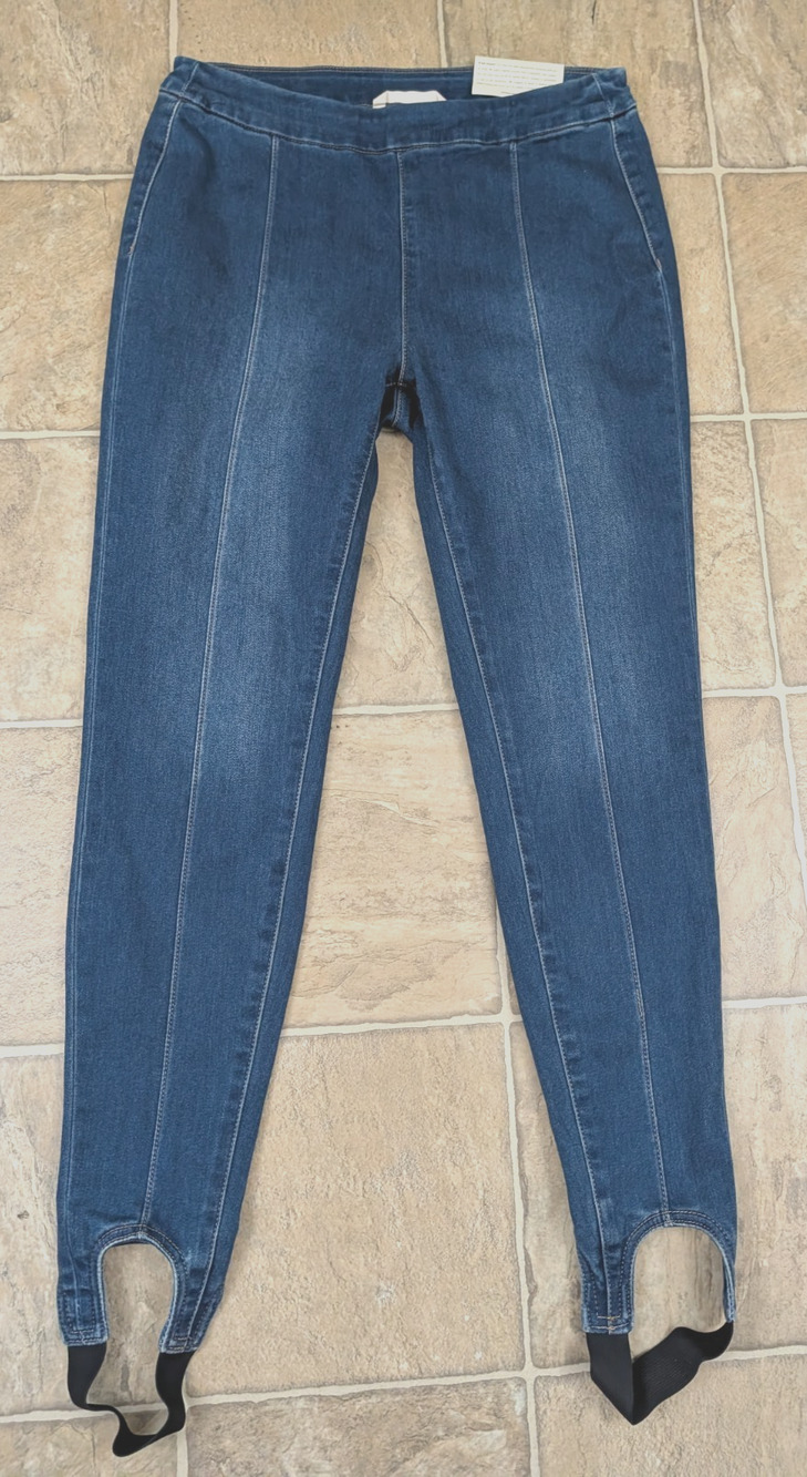 Soft Surroundings sz S 6-8 Legging full length denim jeans stirrup stretch 0064